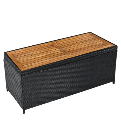 Cutie/bancă de depozitare pentru grădină, negru/natural/crem, BEMUS