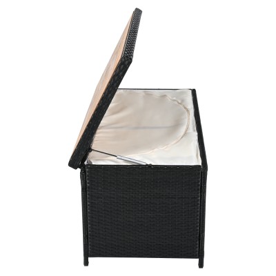 Cutie/bancă de depozitare pentru grădină, negru/natural/crem, BEMUS