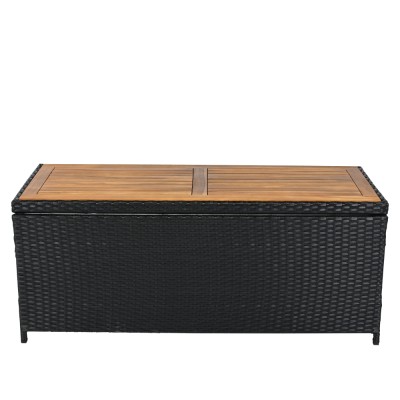 Cutie/bancă de depozitare pentru grădină, negru/natural/crem, BEMUS
