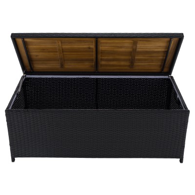 Cutie/bancă de depozitare pentru grădină, negru/natural/crem, BEMUS