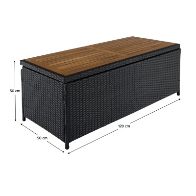Cutie/bancă de depozitare pentru grădină, negru/natural/crem, BEMUS