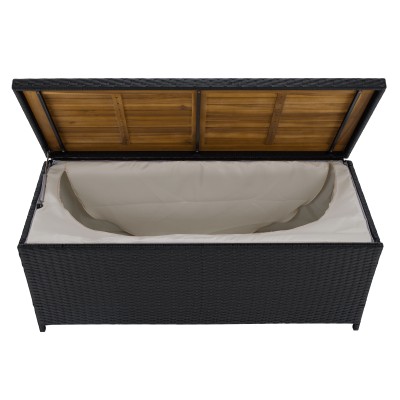 Cutie/bancă de depozitare pentru grădină, negru/natural/crem, BEMUS
