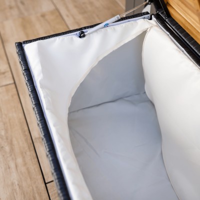 Cutie/bancă de depozitare pentru grădină, negru/natural/crem, BEMUS