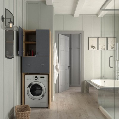 Dulap adânc deasupra maşinii de spălat, stejar artisan/grafit, NATALI TYP 9