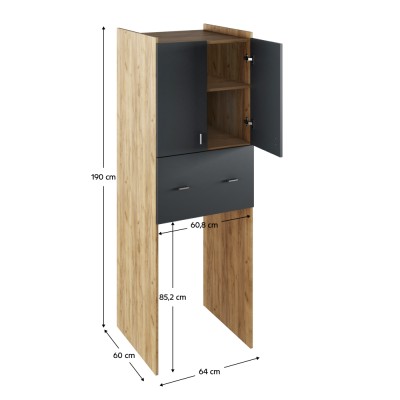 Dulap adânc deasupra maşinii de spălat, stejar artisan/grafit, NATALI TYP 9