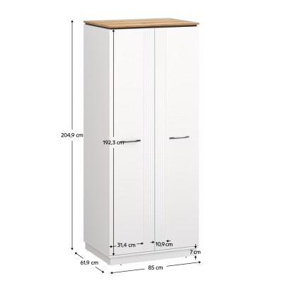 Dulap, alb/stejar evoke, VELIS 2D