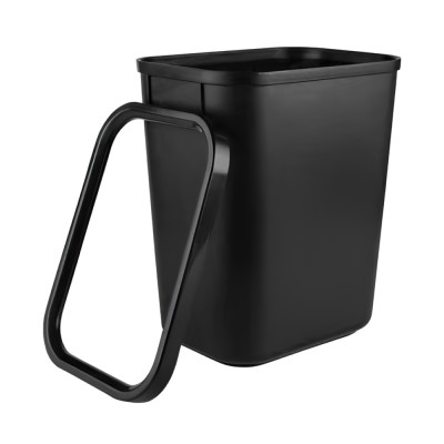 Dulap cu deschidere basculantă cu coş de gunoi, negru/stejar, VASIN