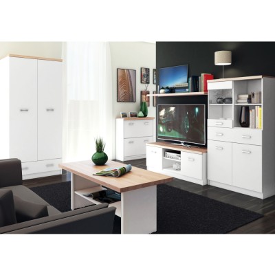 Dulap cu oglindă 2D1S/60, alb / stejar Sonoma, TOPTY TYP 37