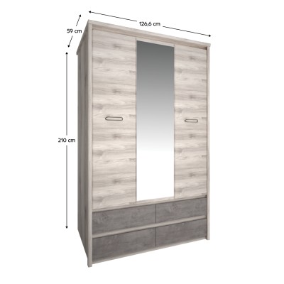 Dulap cu oglindă 3D4S, castan Nairobi / onix, JESI NEW