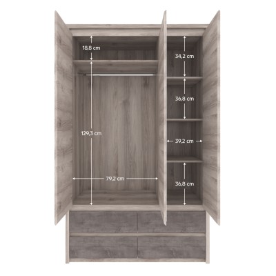 Dulap cu oglindă 3D4S, castan Nairobi / onix, JESI NEW