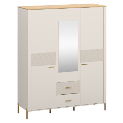 Dulap cu oglindă, caşmir/stejar de piatră, RUNOL 3D2S