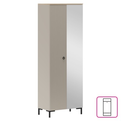 Dulap cu oglindă, gri-maroniu Taupe/stejar silverjack, DOMCA 2D
