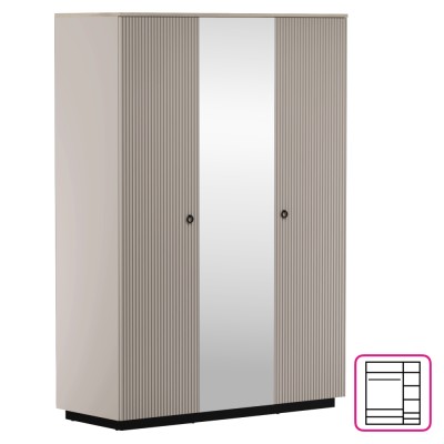 Dulap cu oglindă, gri-maroniu Taupe/stejar silverjack, DOMCA 3D