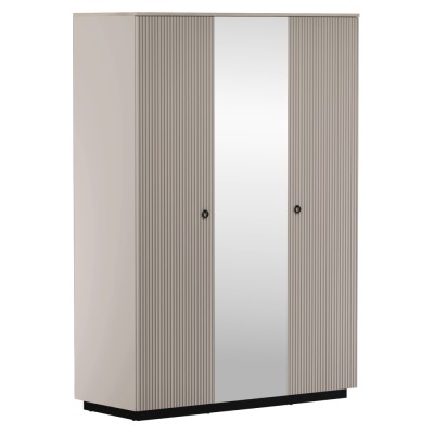 Dulap cu oglindă, gri-maroniu Taupe/stejar silverjack, DOMCA 3D