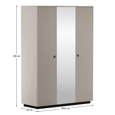 Dulap cu oglindă, gri-maroniu Taupe/stejar silverjack, DOMCA 3D