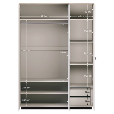 Dulap cu oglindă, gri-maroniu Taupe/stejar silverjack, DOMCA 3D