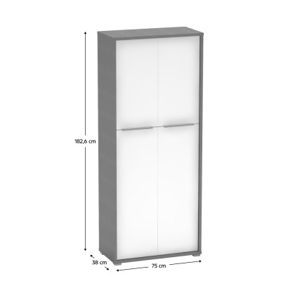 Dulap cu rafturi, grafit/ alb, RIOMA