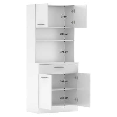 Dulap de bucătărie cu patru uşi, alb, DOMIS NEW