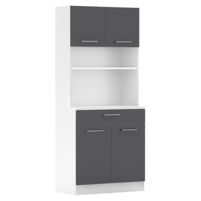 Dulap de bucătărie cu patru uşi, alb/grafit, DOMIS NEW