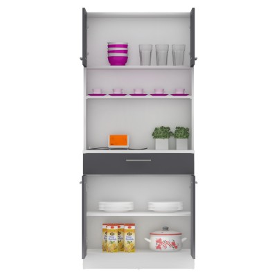 Dulap de bucătărie cu patru uşi, alb/grafit, DOMIS NEW