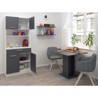 Dulap de bucătărie cu patru uşi, alb/grafit, DOMIS NEW