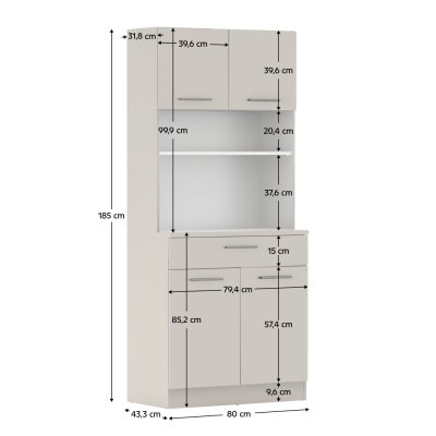 Dulap de bucătărie cu patru uşi, caşmir, DOMIS NEW