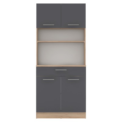Dulap de bucătărie cu patru uşi, stejar artisan/grafit, DOMIS NEW