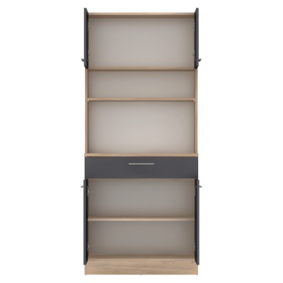 Dulap de bucătărie cu patru uşi, stejar artisan/grafit, DOMIS NEW