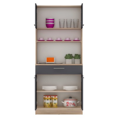 Dulap de bucătărie cu patru uşi, stejar artisan/grafit, DOMIS NEW