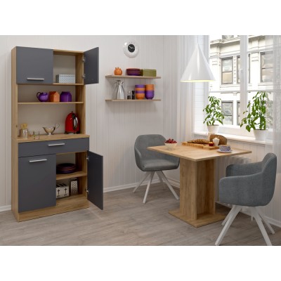 Dulap de bucătărie cu patru uşi, stejar artisan/grafit, DOMIS NEW