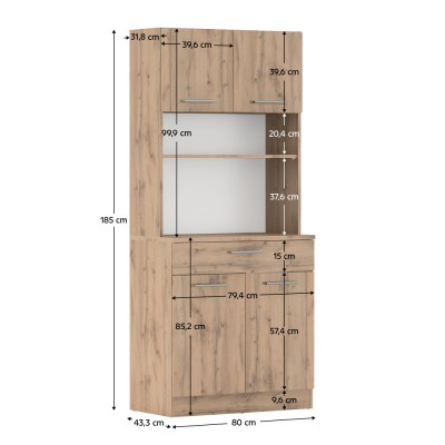 Dulap de bucătărie cu patru uşi, stejar wotan, DOMIS NEW