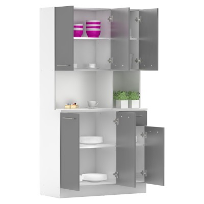 Dulap de bucătărie cu şase uşi, alb/grafit, PELION NEW