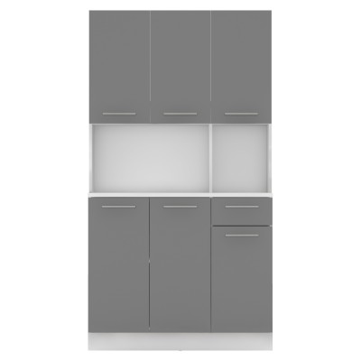 Dulap de bucătărie cu şase uşi, alb/grafit, PELION NEW