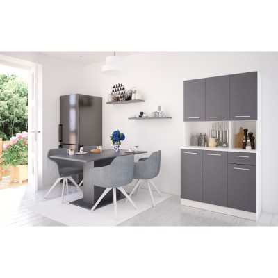 Dulap de bucătărie cu şase uşi, alb/grafit, PELION NEW