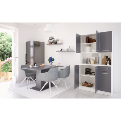 Dulap de bucătărie cu şase uşi, alb/grafit, PELION NEW