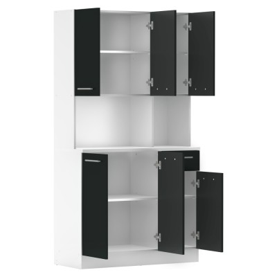 Dulap de bucătărie cu şase uşi, alb/negru, PELION NEW