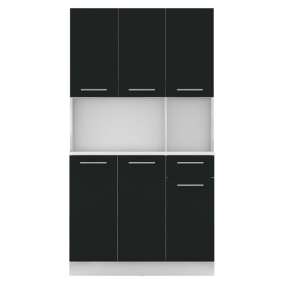 Dulap de bucătărie cu şase uşi, alb/negru, PELION NEW