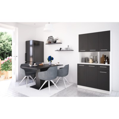 Dulap de bucătărie cu şase uşi, alb/negru, PELION NEW