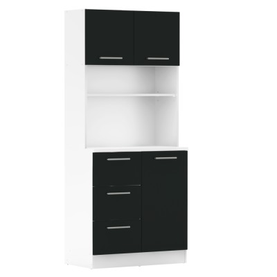 Dulap de bucătărie cu trei uşi, alb/negru, LASET NEW
