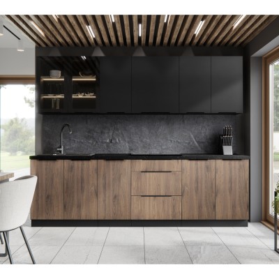 Dulap de colţ superior, negru, SIBER 60x60 GN-72 2F