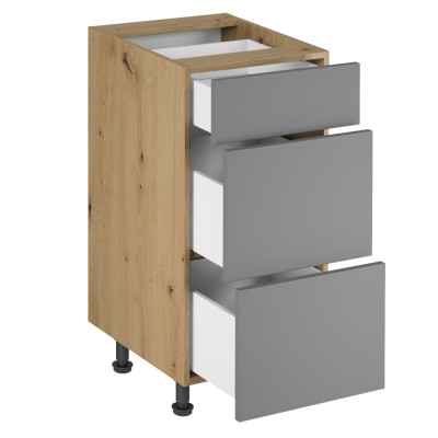 Dulap de jos, stejar artizanal/ gri mat, PUSH UP, LANGEN D40S3