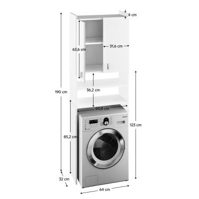 Dulap deasupra maşinii de spălat, alb, NATALI NEW