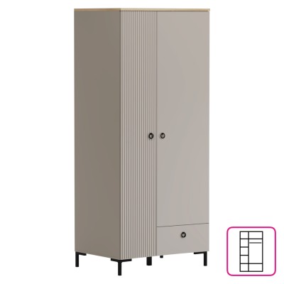 Dulap, gri-maroniu Taupe/stejar silverjack, DOMCA 2D1S