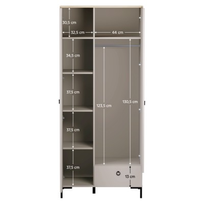 Dulap, gri-maroniu Taupe/stejar silverjack, DOMCA 2D1S