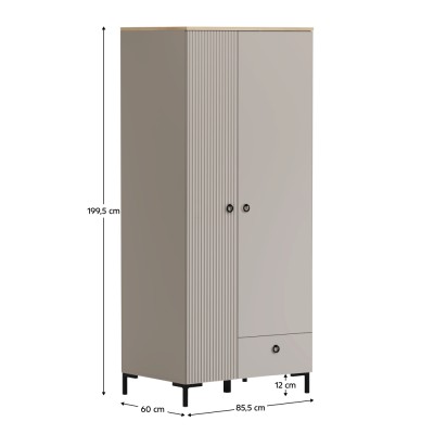 Dulap, gri-maroniu Taupe/stejar silverjack, DOMCA 2D1S