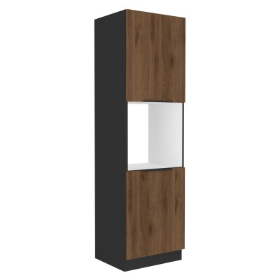 Dulap înalt pentru cuptor încorporabil, negru/nuc okapi, MENZO 60 DP-210 2F