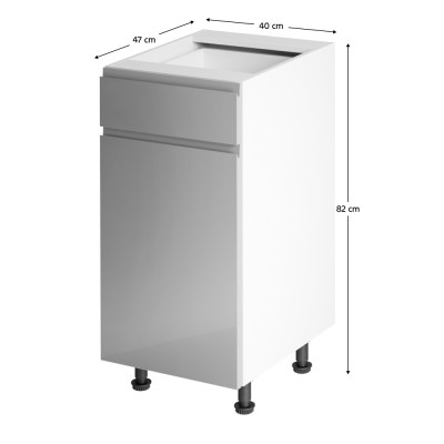 Dulap inferior, alb/ gri extra lucios, bucătăria AURORA