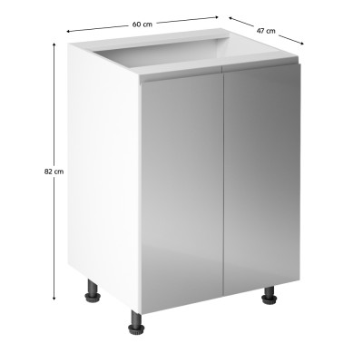 Dulap inferior, alb/ gri extra lucios, bucătăria AURORA