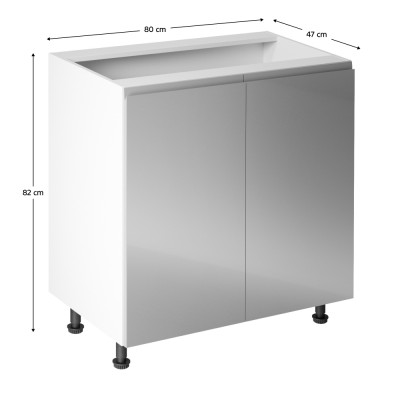 Dulap inferior, alb/ gri extra lucios, bucătăria AURORA