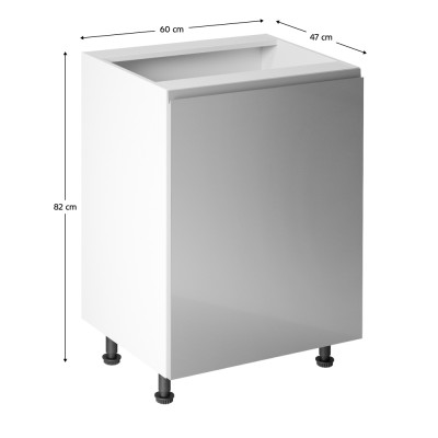 Dulap inferior, alb/ gri extra lucios, bucătăria AURORA